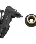 GETLITOOL pneumatic chamfering tool side view, black body with gold-toned blade holder/adapter