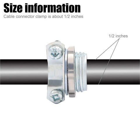 12 Pack One Half Inch Clamp Type Cable Connectors For Metallic Conduit Zinc Die Cast Silver Finish Beefy Wire Connectors For Romex To Electrical Boxes Easy Install Heavy Duty Electrical Wiring Kit size diagram