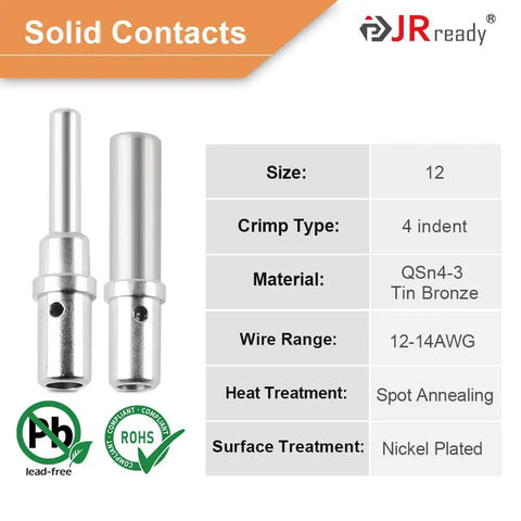 ST6139 DTP Connector Kit 2x4 Pin IP67 Waterproof Electrical Plug solid terminals, size 12, tin bronze, 12-14 AWG wire range