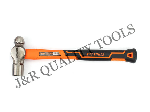 5 Piece Hammer And Mallet Set With 16 Ounce And 32 Ounce Ball Peen Hammers, 32 Ounce Rubber Mallet, 3 Pound Sledge And 3 Pound Cross Peen Hammers For Metal Working, Shock Absorbing Fiberglass Handles, Durable Steel Construction - 16 oz ball peen hammer with orange handle