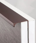 Brown low profile aluminum edge pulls hidden cabinet handles with screws for home and kitchen cabinets, easy install, ergonomic grip.