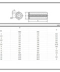 Diagram and size chart for Heavy Duty Go-To Spring Dowel Roll Pin Set For Home Shop And Light Machinery, M5 Split Pins.