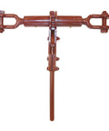 Pro Grade Jaw Binder Turnbuckle Delivering Forty Two Thousand Pounds Working Load And One Twenty Six Thousand Pounds Max Break Strength Tough As Nails Maroon Hardware For Waste Hauling And Compactor Rigs Built Different, shown from the front.