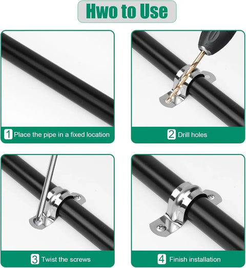 How to use Built Tough 1/2 Inch Stainless Steel Conduit Clamps Feature Double Hole Layout for installation process.
