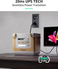 1500Wh Portable Power Station With 1800W Continuous And 3300W Surge, IP67 Solar Generator on a desk near a monitor.