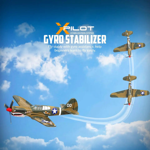 4 Channel RC Plane P40 Fighter with Aileron and 6 Axis Gyro performing aerobatics in the sky with gyro stabilization.