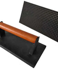 Heavy Duty Cast Iron Grill Press with Cool Touch Wood Handle for Griddles Paninis and Tortillas Built to Last Food Grade No PFOA
