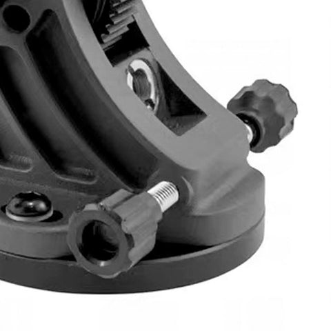 Close-up of dual knobs on the black aluminum alloy Latitude Base Mount for Star Adventurer Wedge Base Aluminum Alloy Adjustable Tripod Seat