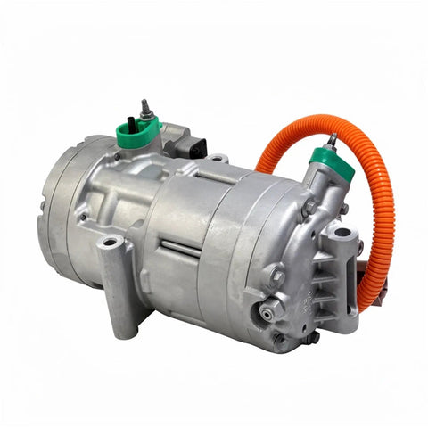 High Voltage Electric AC Air Conditioning Compressor For Tesla Model S And Model X Direct Bolt On Climate Control Cooling Unit with orange cable.