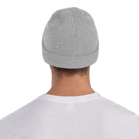 Dope Black And White Grid Pattern Knit Beanie Hat For Winter Super Cozy Acrylic Skully Cap That Keeps You Toasty In Frosty Days Lightweight Yet Insulated Everyday Wear For Street Style Fits shown from the back