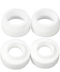 Four white alumina nozzles from 123 Piece TIG Welding Torch Kit With Low Profile Gas Lens System And Pro Grade Alumina Nozzles, Transparent Cups