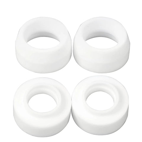 Four white alumina nozzles from 123 Piece TIG Welding Torch Kit With Low Profile Gas Lens System And Pro Grade Alumina Nozzles, Transparent Cups