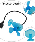 Portable Wind Turbine Power Generator For Cars EV With 5V USB Output Eco ABS Plastic Alternative Energy Charger For Mobile Phones And Power Banks On The Go Wind Charging Solution showing blue fan blade and USB cable.