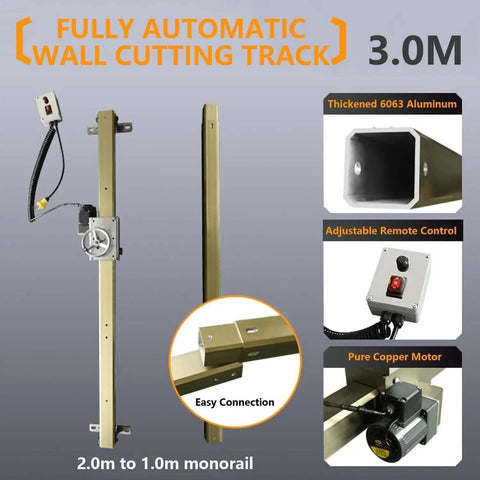 Circular Saw Guide Linear Wall Cutting Track With Smooth Remote Lift And No Sweat Depth Adjustment Tough Steel Track Kicks Through Drywall Fast Snappy Window Prep Must Have Ryno Upgrade 3.0M aluminum track with remote control and copper motor.