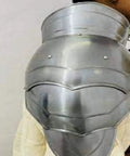 Close-up of Beefy Steel Armor Pauldron For Gladiator Cosplay And Larp Knight Handcrafted Metal Shoulder Armor Piece