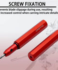 Total Game Changer Scale Model Scribing Tool With Razor Sharp Tungsten Steel Chisel And Premium Enamel Scribing Tapes For Gundam Builders, red ergonomic handle with screw fixation.