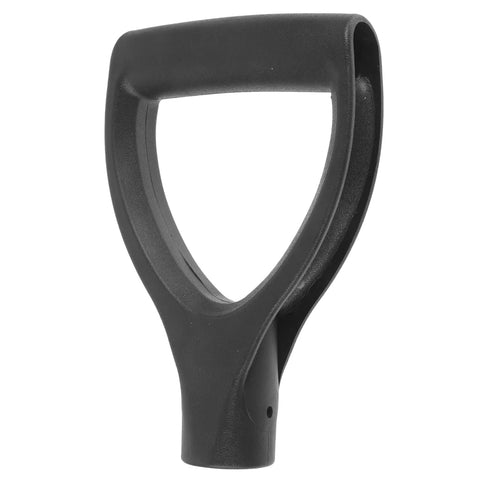 Black ergonomic D Handle Plastic Shovel Grip Replacement for Garden Spades, lightweight and durable, reduces hand fatigue.