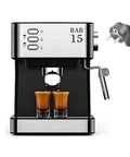 All In One Espresso Machine With Milk Frother Steam Wand And Semi Auto Pump, Compact Coffee Maker For Home Or Office, Fast Brew and Easy Clean, Includes Single And Double Shot Filter, Ideal Countertop Coffee, front view