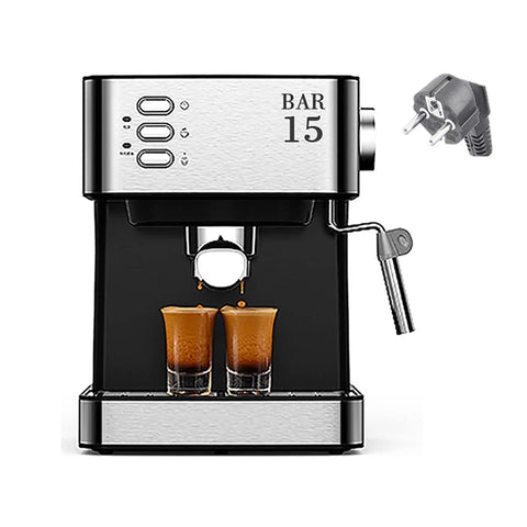 All In One Espresso Machine With Milk Frother Steam Wand And Semi Auto Pump, Compact Coffee Maker For Home Or Office, Fast Brew and Easy Clean, Includes Single And Double Shot Filter, Ideal Countertop Coffee, front view