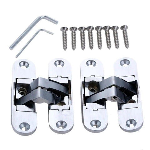 Built Tough Zinc Alloy Hidden Hinges For Furniture Pair Slick Invisible Concealed Folding Counter Door Right Side 23 X 95mm with screws and tools