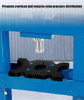 Heavy Duty Steel Press Plate 1 X 5 X 5 Inches For Hydraulic Presses With 4-Notch H-Frame installed on press machine