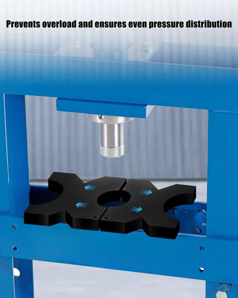 Heavy Duty Steel Press Plate 1 X 5 X 5 Inches For Hydraulic Presses With 4-Notch H-Frame installed on press machine