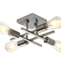 4 Light Semi Flush Mount Ceiling Light In Brushed Nickel No-Fuss Install Modern Close-To-Ceiling Fixture For Bedroom Living Room And Entryway