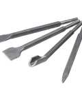 17 Piece Hammer Drill Bits And Chisels Set With SDS Plus Shank, including pointed and flat chisels on white background