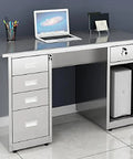 Kickass Heavy Duty Stainless Steel Workbench Setup For Office Or Commercial Kitchen Prep Station With Leveling Feet And Rust Proof Coating That Is Seriously Built To Last Without Any Of The Typical Headaches, featuring a steel frame with drawers.