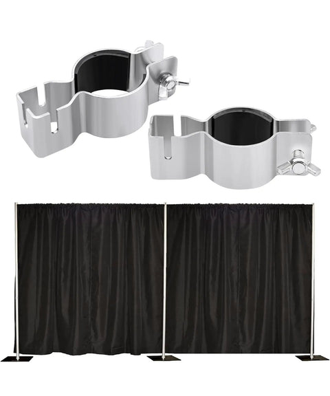 Two Pack Adjustable Upright Clamps For Pipe And Drape Systems Works With 1.5 Inch Or 2 Inch Diameter Brackets Perfect For Weddings Banquets