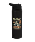 Black water bottle with go-kart design, labeled 'Go Kart Racer 93', reminiscent of Adult Electric Go Kart For High Speed Thrills And Outdoor Racing With Your Crew Durable Frame Easy To Ride With Long Lasting Battery And Smooth Handling For Hours Of Fun.
