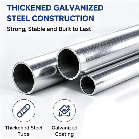 Thickened galvanized steel tubes showcasing durable construction for Hardcore Two In One Industrial Packing Station With Smooth As Butter Glide Cutter And Heavy Duty Bubble Wrap Dispenser Workbench Built Tough For Warehouse Crews Packing No Fuss.