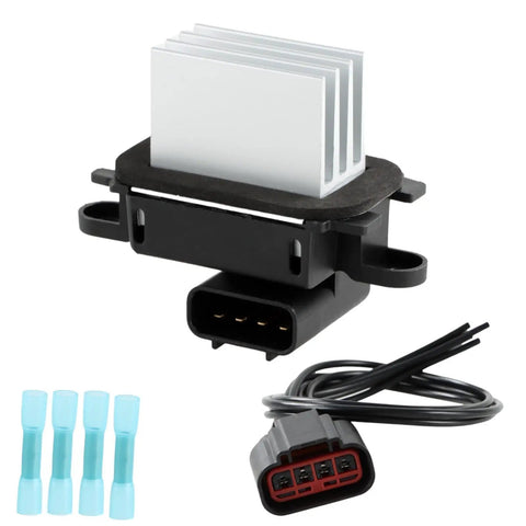 HVAC Blower Motor Resistor Kit With WPT688 Connector Wire Harness for Ford, showing resistor, connectors, and harness