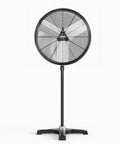 24 Inch Industrial Pedestal Fan With 7600 CFM High Velocity Airflow, Heavy Duty Standing Metal Fan on adjustable base