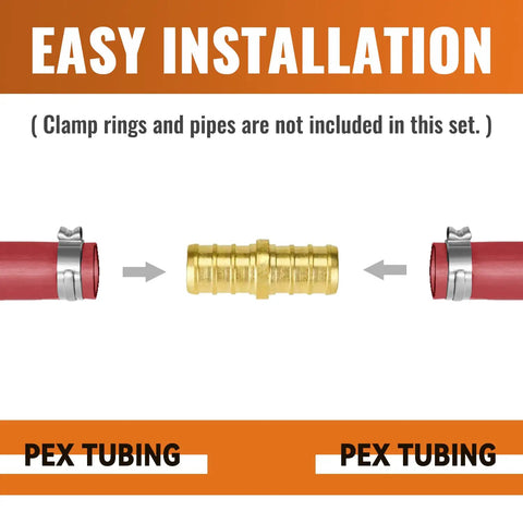 12 Pack 1/2 Inch PEX Couplings No Lead Brass Fittings NSF UPC Certified Crimp Connectors For Plumbing Durable Corrosion Resistant