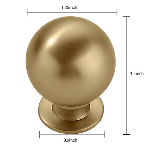 Solid One And A Quarter Inch Champagne Bronze Cabinet Knobs 10 Pack Heavy Duty Ball Style Drawer Pulls For Kitchen Cabinets Dressers And Furniture Hardware Zinc Alloy Built To Last Durable Brushed Finish, 1.25in
