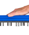 Magnetic Parts Tray Set With Three Collapsible Sizes For Mechanics shown in collapsed side view with hand pressing down
