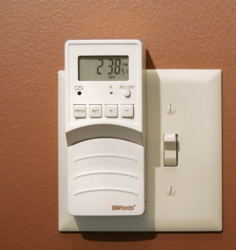 Flip Switch Timer Lets You Turn Any Toggle Into A Programmable Battery Operated Timer For Home Lighting, Easy Setup, Big Energy Savings With A Slim, User Friendly Design And Adjustable Settings For Indoor And Patio Lights