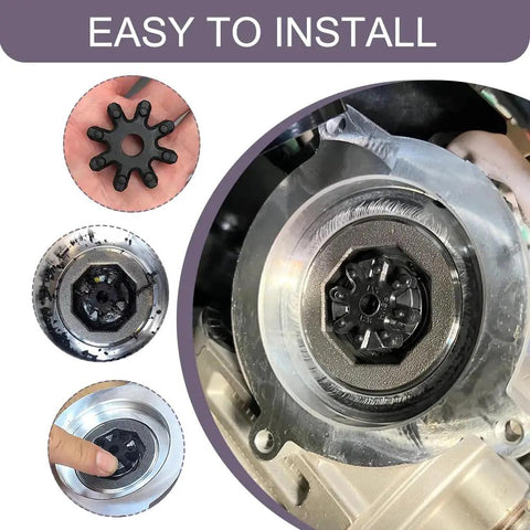 Top Tier Flexible Steering Coupler Cross Shaft Replacement showing installation step, featuring black plastic cross shaft part.