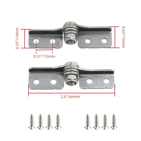 2 Pack Stainless Steel Torque Shaft Hinges With Adjustable Torque And 90 Degree Damping Locking Action, 66mm shaft, with screws