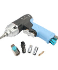 Heavy Duty Mini Air Impact Wrench 65Nm Torque 12000 Rpm With Variable Speed Control Lightweight Aluminum Body with accessories.