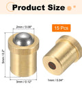 Heavy Duty 304 Stainless Steel Ball Plungers 15Pcs 2Mm Ball 5N Push Fit Spring Latches detailed size view, 2mm ball, 3mm diameter, brass housing.