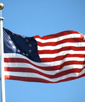 All American Betsy Ross Flag 3x5 Ft Outdoor Embroidered 13 Star Flag Double Sided Colonial Banner on flagpole against the sky