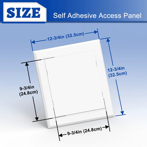 Size specifications of No Sweat Self Adhesive Drywall Access Panel 10 X 10 Inch Heavy Duty Bathroom Plumbing Hole Cover.