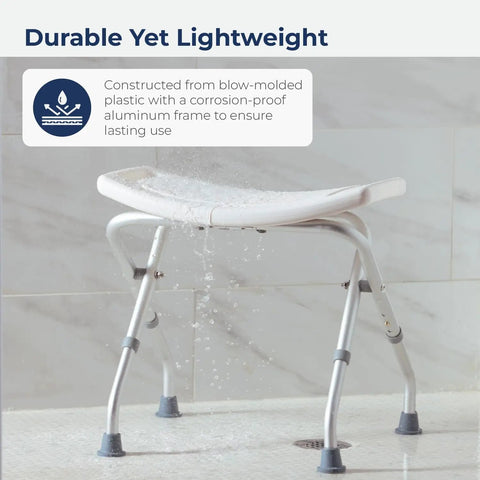 Foldable Shower Chair With Drainage Holes, Bath Bench With Grab Handles, Aluminum Shower Seat Supports Up To 300 Pounds