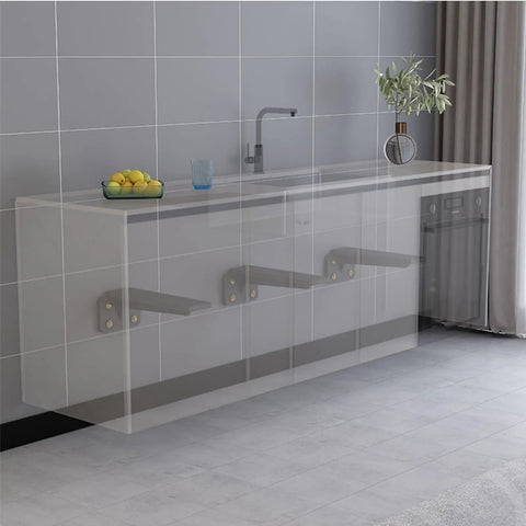 Beefed Up Thickened Black Heavy Duty Shelf Bracket with Screws, 90 Degree Right Angle Industrial Steel Support in kitchen.
