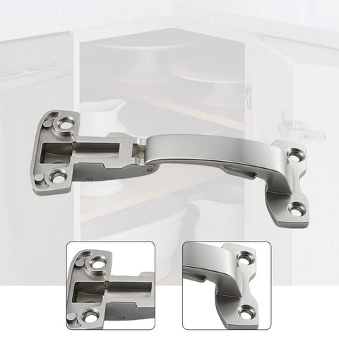 Fold Up Cabinet Door Hinge For Bookcase And Wardrobe, aircraft grade, easy install, shown in sleek metallic design with close-up detail