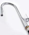 Close-up of SUMERAIN Kitchen Faucet with Pull Down Sprayer Dual Mode Brushed Gold polished stainless steel spout.
