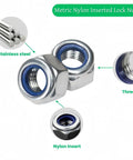 M8 Nylon Insert Lock Nuts 304 Stainless Steel Self Locking Hex Nuts Vibration And Corrosion Resistant 30 Pack