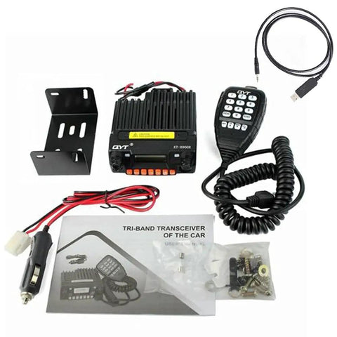 Tri Band Mobile Ham Transceiver With Dual Watch And Dual Standby, 25W 2m 1.25m 70cm Radio, microphone, bracket, cables
